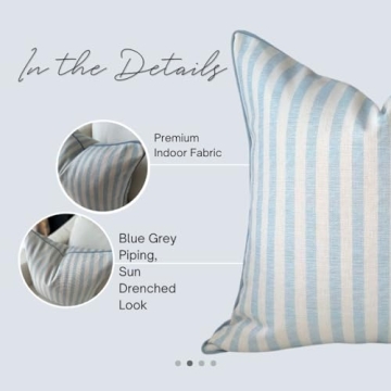 Jillien Harbor Throw Pillow for Home Harvey Seersucker Style Pillow Cover Coastal Grandmillennial Pillow Cover 20" x 20" 50 cm x 50 cm Grandmillennial Home Decor Coastal Home Decor