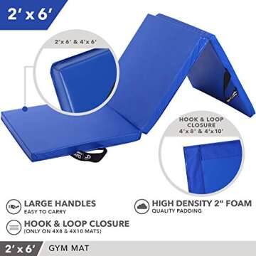 Day 1 Fitness Folding Gym Mat, Versatile and Easy to Clean