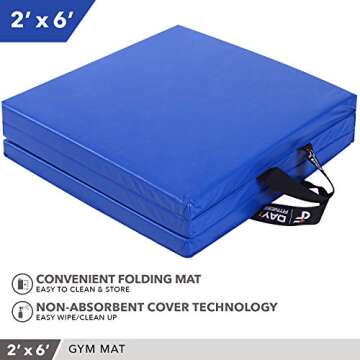 Day 1 Fitness Folding Gym Mat, Versatile and Easy to Clean