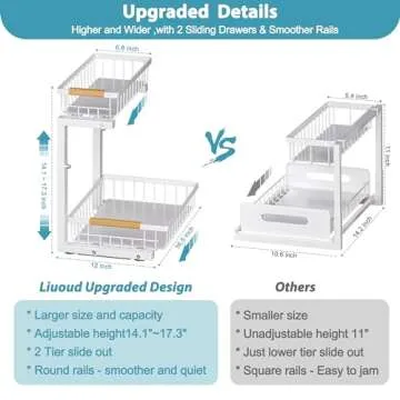 Liuoud Under Sink Organizer Storage Adjustable 2 Tier Pull Out