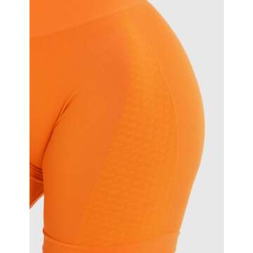 NEWVISISTER NVS Workout Shorts Women Amplify Contour Seamless Scrunch Butt Gym Shorts High Waisted Yoga Athletic Booty Bike Shorts, Orange, X-Small