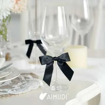 AIMUDI Black Satin Twist Tie Bows for Graduation Decorations - 3.5" Premade Bows for Crafts, Treat Bags, Cake Pops & Wedding Favors - 50 Pack