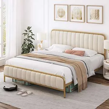 Stylish HITHOS King Size Bed Frame With Easy Assembly