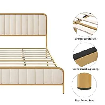 Stylish HITHOS King Size Bed Frame With Easy Assembly