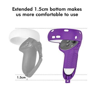 Controller Grips Cover for Oculus Quest 2,Anti-Leakage Silicone Face Cover for Oculus Quest 2, with Lens Protective Cover and VR Shell, Accessories Set 4-in-1 for Oculus Quest 2(for Quest 2, Purple)