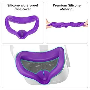 Controller Grips Cover for Oculus Quest 2,Anti-Leakage Silicone Face Cover for Oculus Quest 2, with Lens Protective Cover and VR Shell, Accessories Set 4-in-1 for Oculus Quest 2(for Quest 2, Purple)