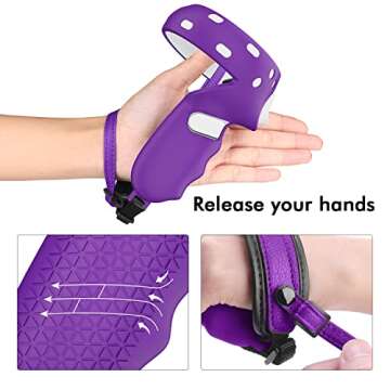 Controller Grips Cover for Oculus Quest 2,Anti-Leakage Silicone Face Cover for Oculus Quest 2, with Lens Protective Cover and VR Shell, Accessories Set 4-in-1 for Oculus Quest 2(for Quest 2, Purple)