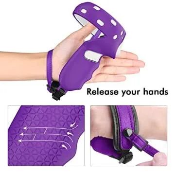 Controller Grips Cover for Oculus Quest 2,Anti-Leakage Silicone Face Cover for Oculus Quest 2, with Lens Protective Cover and VR Shell, Accessories Set 4-in-1 for Oculus Quest 2(for Quest 2, Purple)
