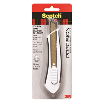 3M-Scotch Titanium Snap-Off Utility Knife - Large 18mm - Reliable Cutting Tool