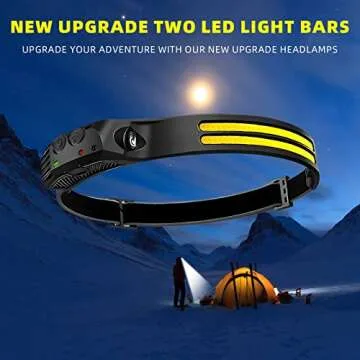 Beccason LED Headlamp Rechargeable 2PCS - 230° COB Super Bright Head Lights for Forehead, Hard hat ...