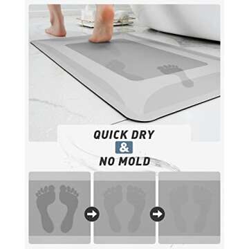 SIXHOME-Bath Rug-Quick Dry Absorbent Rubber Backed Thin Bathroom Rugs Fit Under Door-Bath Mats for Bathroom Floor Mat in Front of Sink-Shower Rug 17"X27.5"