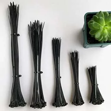 Oksdown 300pcs Black Zip Ties Assorted Sizes 4/6/8/10/12 Inch Plastic cable ties from Small to Large Heavy Duty Nylon tie Wraps Multi-Purpose Variety Wire Ties