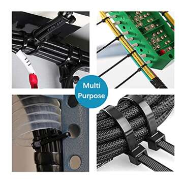 Oksdown 300pcs Black Zip Ties Assorted Sizes 4/6/8/10/12 Inch Plastic cable ties from Small to Large Heavy Duty Nylon tie Wraps Multi-Purpose Variety Wire Ties