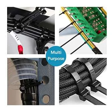 Oksdown 300pcs Black Zip Ties Assorted Sizes 4/6/8/10/12 Inch Plastic cable ties from Small to Large Heavy Duty Nylon tie Wraps Multi-Purpose Variety Wire Ties