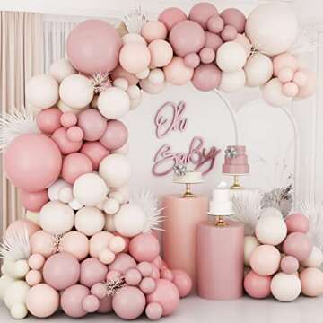 18Inch Boho Dusty Rose Pink Nude Mauve Neutral Brown Ivory White Balloons Balloon Arch Garland Kit, ...
