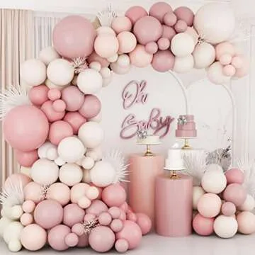 18Inch Boho Dusty Rose Pink Nude Mauve Neutral Brown Ivory White Balloons Balloon Arch Garland Kit, ...