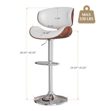 YaFiti Bar Stools Set of 4, Modern Pu Leather Swivel Adjustable Bar Stool Counter Height Stool Set, ...