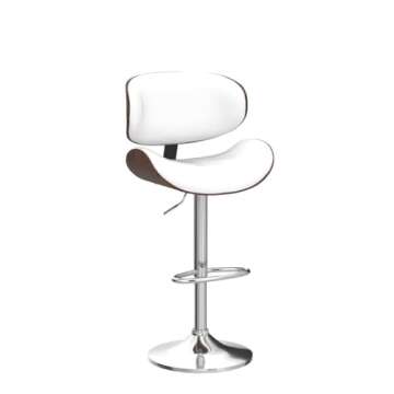 YaFiti Bar Stools Set of 4, Modern Pu Leather Swivel Adjustable Bar Stool Counter Height Stool Set, Bar Chair with Back and Footrest for Kitchen, Dining Room, White