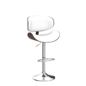 YaFiti Bar Stools Set of 4, Modern Pu Leather Swivel Adjustable Bar Stool Counter Height Stool Set, Bar Chair with Back and Footrest for Kitchen, Dining Room, White
