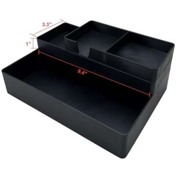 Amazon Basics Rectangular Plastic Desk Organizer, Half Accessory Tray, Black