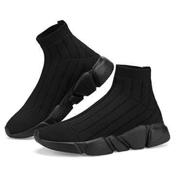 Casbeam Women's Running Knit Comfortable Lightweight Breathable Casual Sports Shoes Fashion Sneakers Slip-On Walking Shoes All Black Size 10