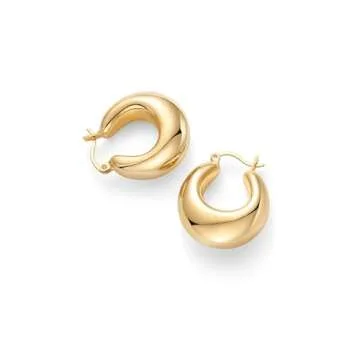 PAVOI 14K Yellow Gold Plated Sterling Silver Posts Chunky Hoops Earrings | Thick Lightweight Trendy Chunky Hoop Earrings for Women