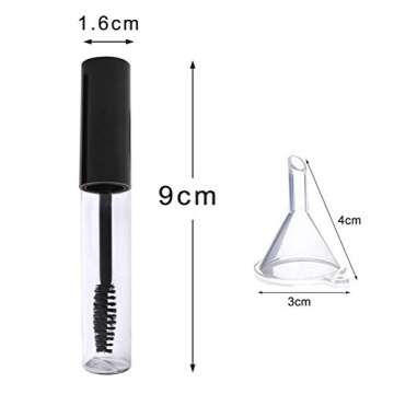 10ml Empty Mascara Tube, Eyeliner Tube and Lip Gloss Tubes, Black Eyelash Cream Container Bottle wit...