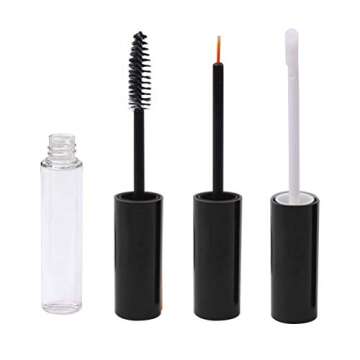 10ml Empty Mascara Tube, Eyeliner Tube and Lip Gloss Tubes, Black Eyelash Cream Container Bottle with Funnels Transfer Pipettes (3pcs)