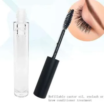10ml Empty Mascara Tube, Eyeliner Tube and Lip Gloss Tubes, Black Eyelash Cream Container Bottle with Funnels Transfer Pipettes (3pcs)