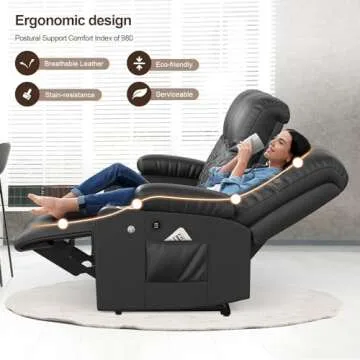 FURNIMAT Recliner Sofa, Reclining Sofa 3 Seats Dual Recliner, PU Leather Recliner Couch, Modern Recliner Chair for Living Room, with Cup Holder and 2 Cell Phone Holder, USB Ports, Black