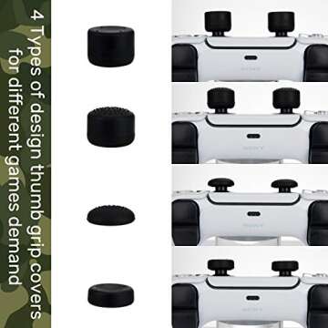 Silicone Gel Controller Cover Skin Protector for PS5 Dualsense Controller, Z&Hveez Controller Camouflage Silicone Covers with 8 FPS Pro Thumb Grip Caps (Red+Green)