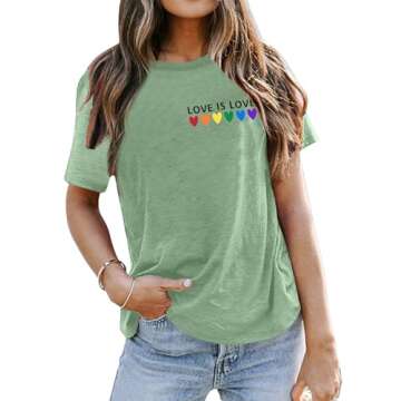 Pride T-Shirts for Women Rainbows Heart Graphic Tees Love Wins T Shirt Casual Short Sleeve Tee Tops
