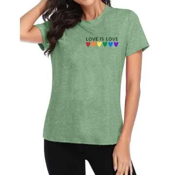 Pride T-Shirts for Women with Rainbows Heart Graphics