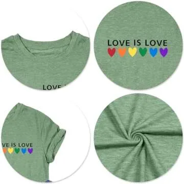 Pride T-Shirts for Women with Rainbows Heart Graphics