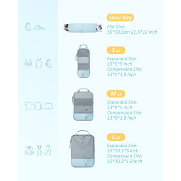 BAGSMART Compression Packing Cubes - Durable and Lightweight Luggage Organizers