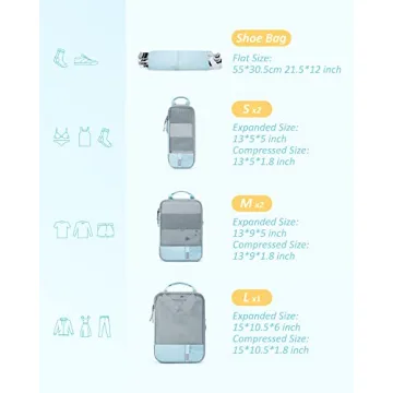 BAGSMART Compression Packing Cubes - Durable and Lightweight Luggage Organizers