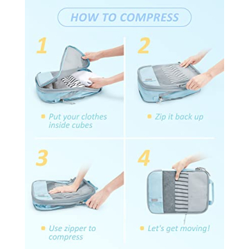BAGSMART Compression Packing Cubes - Durable and Lightweight Luggage Organizers