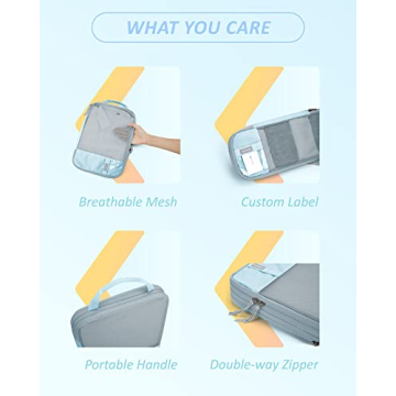 BAGSMART Compression Packing Cubes - Durable and Lightweight Luggage Organizers