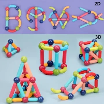 COUOMOXA 74pcs Magnetic Building Blocks Set for Kids