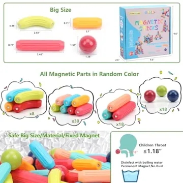 COUOMOXA 74pcs Magnetic Building Blocks Set for Kids