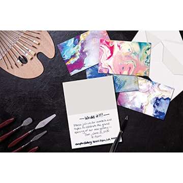 Better Office Products 100-Pack All Occasion Greeting Cards, Assorted Blank Note Cards, 4 x 6 inch, 5 Abstract Art Designs, Blank Inside, with Envelopes, 100 Pack