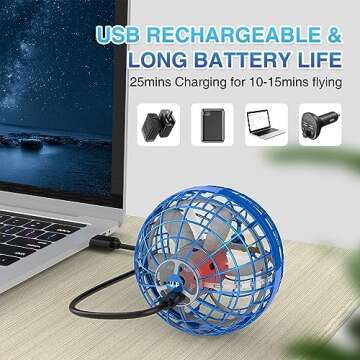 YUNGOO studio 2024 Flying Orb Ball Toys, Galaxy Ball Flying Spinner with Light, Magic Floating Ball Toy, Cool Toys for 6 7 8 9 10+ Year Old Boys Girls Adult Indoor Outdoor (Blue)