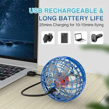 YUNGOO studio 2024 Flying Orb Ball Toys, Galaxy Ball Flying Spinner with Light, Magic Floating Ball Toy, Cool Toys for 6 7 8 9 10+ Year Old Boys Girls Adult Indoor Outdoor (Blue)