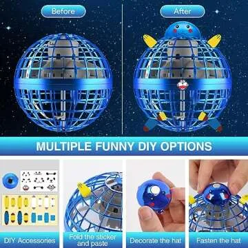 YUNGOO studio 2024 Flying Orb Ball Toys, Galaxy Ball Flying Spinner with Light, Magic Floating Ball Toy, Cool Toys for 6 7 8 9 10+ Year Old Boys Girls Adult Indoor Outdoor (Blue)