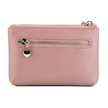 ZOOEASS Coin Purse Women Genuine Leather Zip Mini Purse With Key Ring Triple Zipper Card Holder Wall...