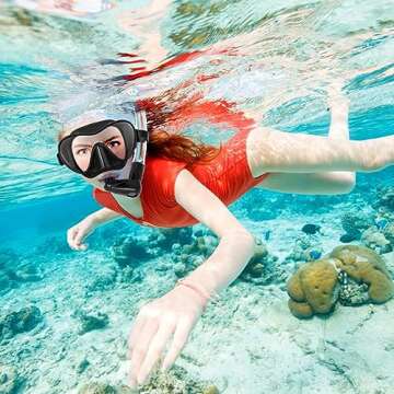 Bairuifu Snorkel Mask, 100% Food Grade Silicone Full Dry Top Snorkel Set Anti-Fog Scuba Mask, Professional Snorkeling Gear for Adults