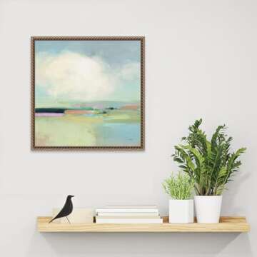 Amanti Art Framed Canvas Wall Art 16x16 Colorful Landscape by Julia Purinton, Framed Wall Art Canvas, Abstract Artwork, Traditional Decor, Small Poster Painting for Living Room, Bedroom, Bathroom,