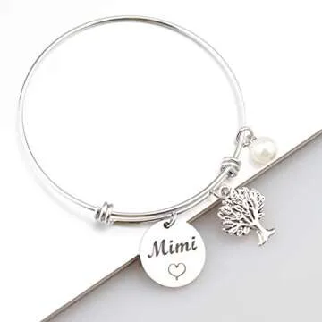 BEKECH Mimi Bracelet Grandma Mimi Charm Expandable Wire Bangle Mimi Jewelry Grandmother Gift for Fam...