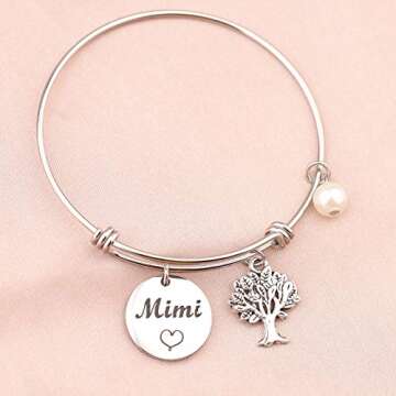 BEKECH Mimi Bracelet Grandma Mimi Charm Expandable Wire Bangle Mimi Jewelry Grandmother Gift for Family Mimi Nana Nonna(Mimi bracelet)