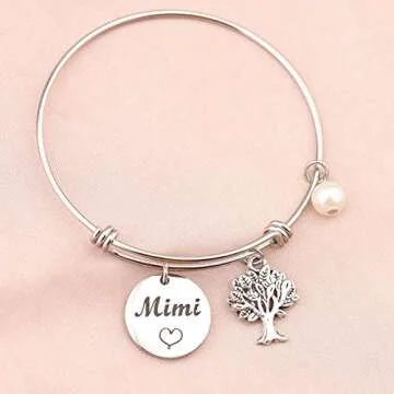 BEKECH Mimi Bracelet Grandma Mimi Charm Expandable Wire Bangle Mimi Jewelry Grandmother Gift for Family Mimi Nana Nonna(Mimi bracelet)